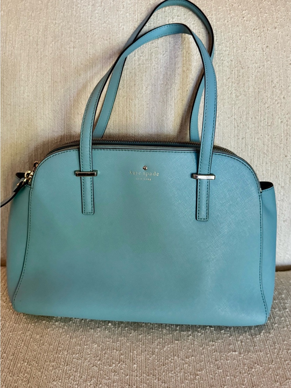 Kate Spade Newbury Lane Miles Tote Grace Blue Saffiano Leather Shoulder Bag